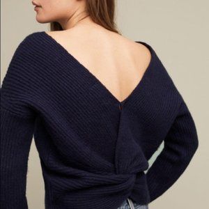 Anthropologie Navy Twist Back Sweater
